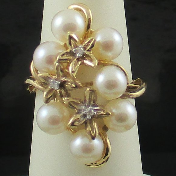 14K YELLOW GOLD CULTURED FRESHWATER PEARL RING - Picture 5 of 6